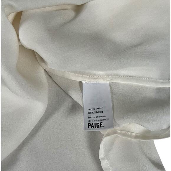 Paige 100% Silk Luciana Top in White Size Small Off Shoulder Sleeve Boho Halter - Picture 15 of 15